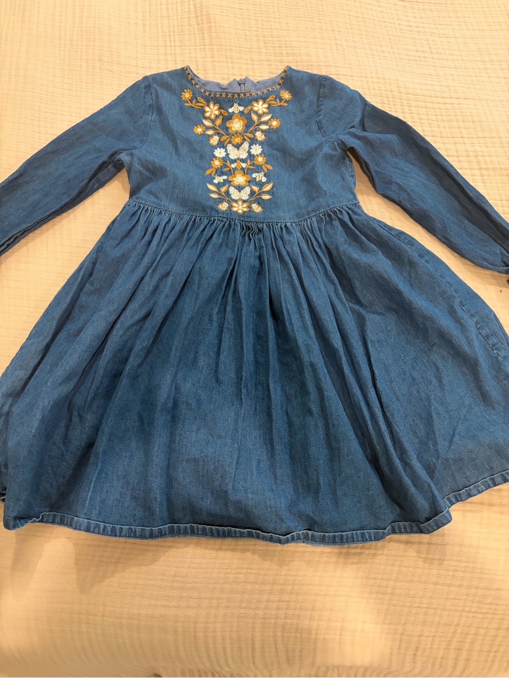 Mini Boden Girls Denim Dress 5-6y